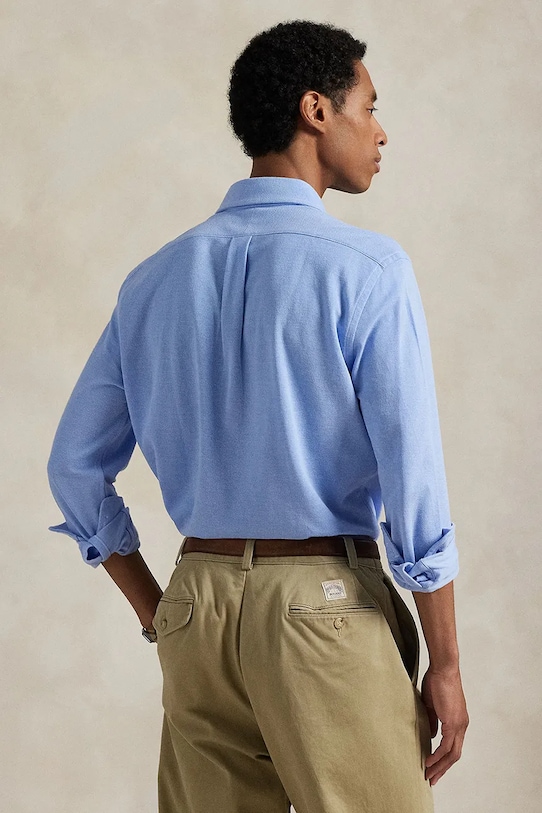 Βαμβακερό πουκάμισο Polo Ralph Lauren 710979488 μπλε AW25