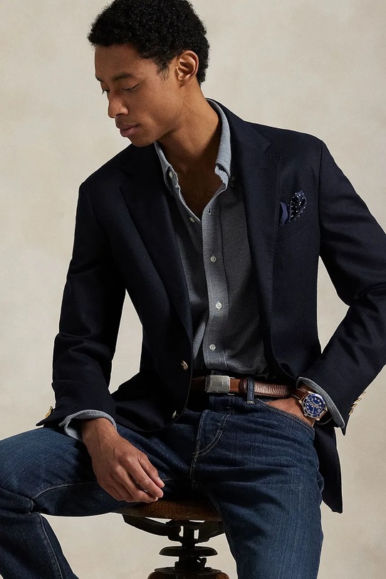 Polo Ralph Lauren koszula bawełniana 710979488 granatowy