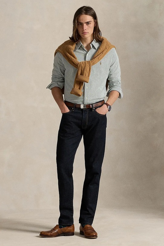 Одежда Хлопковая рубашка Polo Ralph Lauren 710979489 зелёный