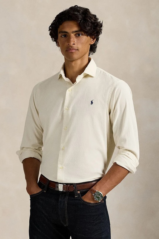 Polo Ralph Lauren koszula bawełniana bawełna beżowy 710P00518