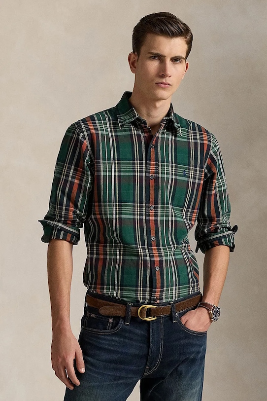 Polo Ralph Lauren koszula bawełniana wzorzyste granatowy 710P00524