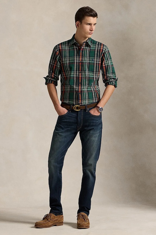 Odzież Polo Ralph Lauren koszula bawełniana 710P00524 granatowy