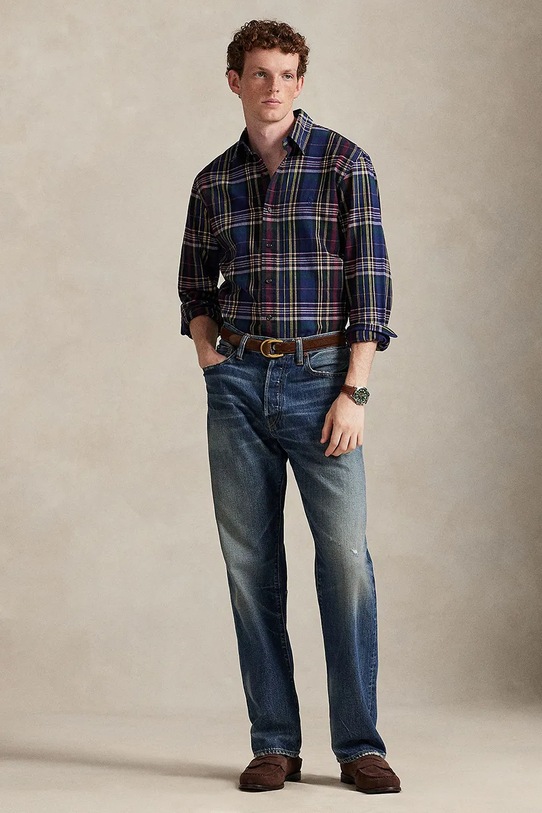 Îmbrăcăminte Polo Ralph Lauren cămașă din bumbac 710P00524 bleumarin