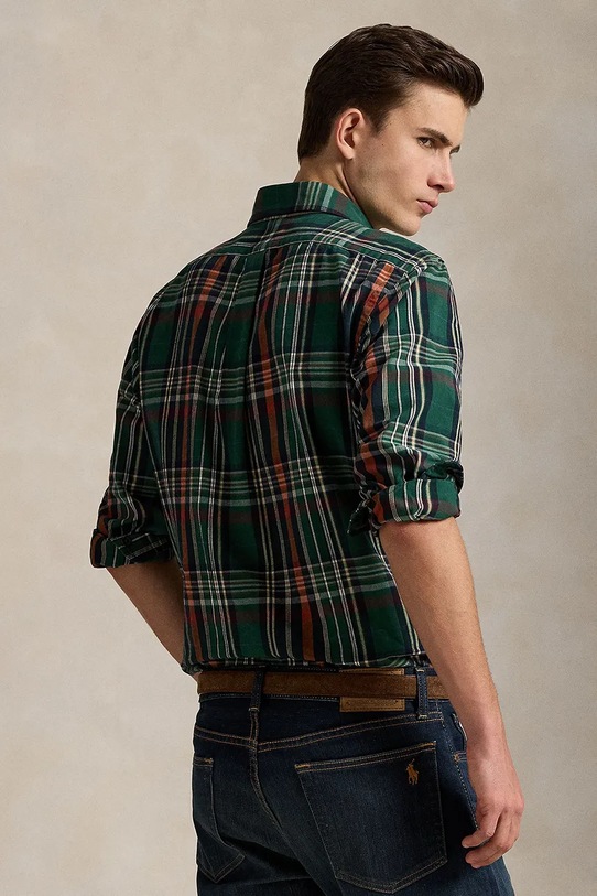 Бавовняна сорочка Polo Ralph Lauren 710P00524 зелений AW25