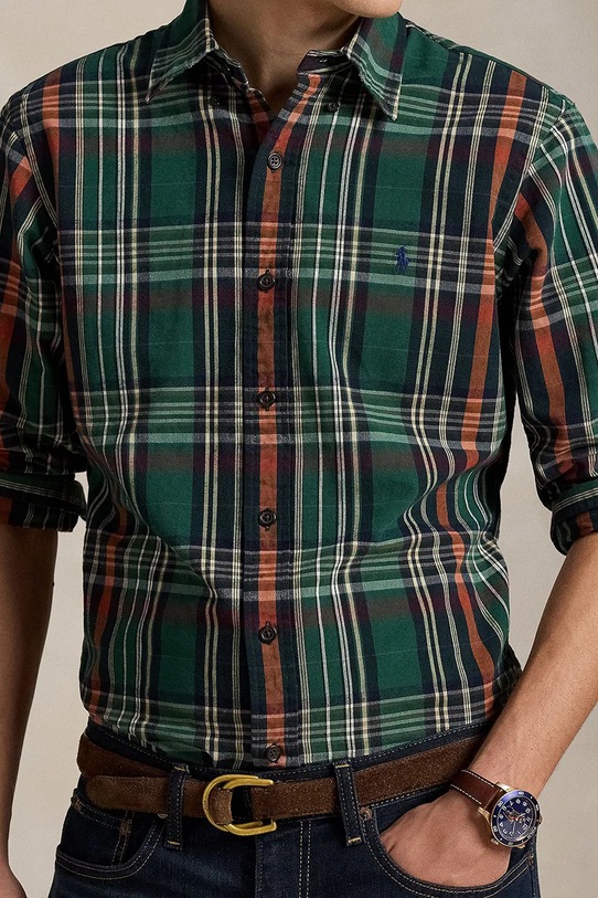 Бавовняна сорочка Polo Ralph Lauren зелений 710P00524