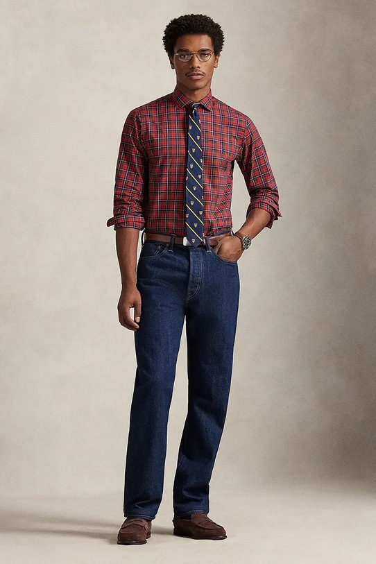 Oblečenie Bavlnená košeľa Polo Ralph Lauren 710P01445 burgundské