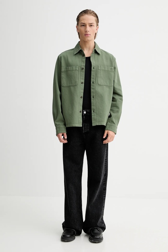 Βαμβακερό πουκάμισο A.P.C. Surchemise Leon COGZV.H32019 πράσινο AW25