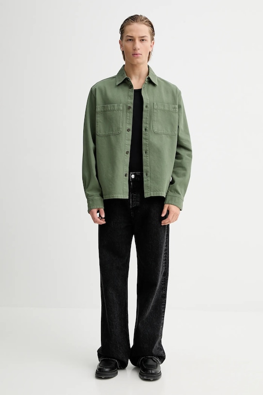 Βαμβακερό πουκάμισο A.P.C. Surchemise Leon COGZV.H32019 πράσινο AW25