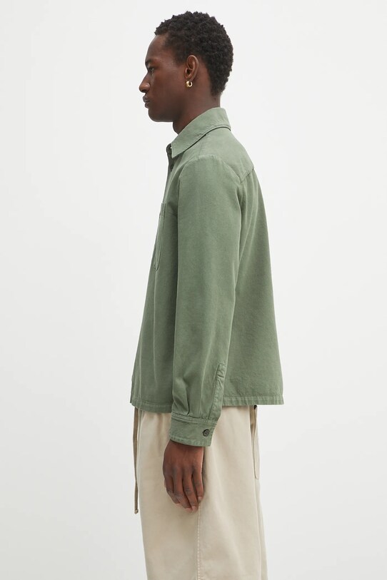 A.P.C. koszula bawełniana Surchemise Leon COGZV.H32019 zielony AW25