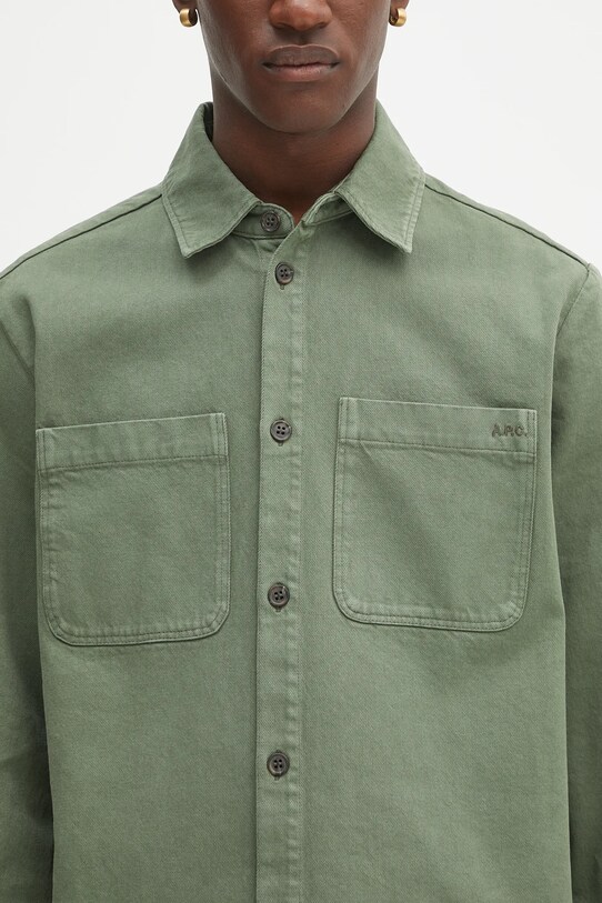 A.P.C. koszula bawełniana Surchemise Leon zielony COGZV.H32019