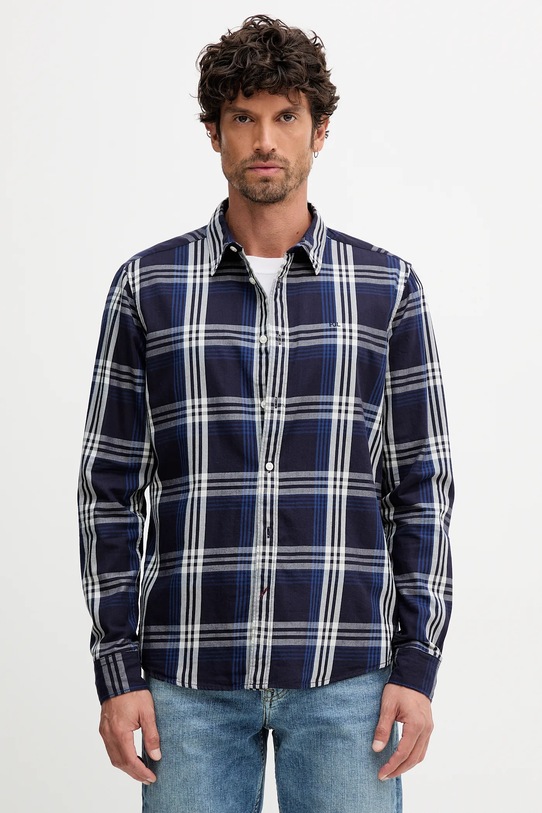 Хлопковая рубашка Pepe Jeans узор тёмно-синий PM3090824