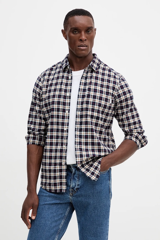 Βαμβακερό πουκάμισο Pepe Jeans κανονικό σκούρο μπλε PM3090825