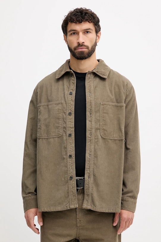 Armani Exchange koszula sztruksowa regular zielony XM001588.AF18825