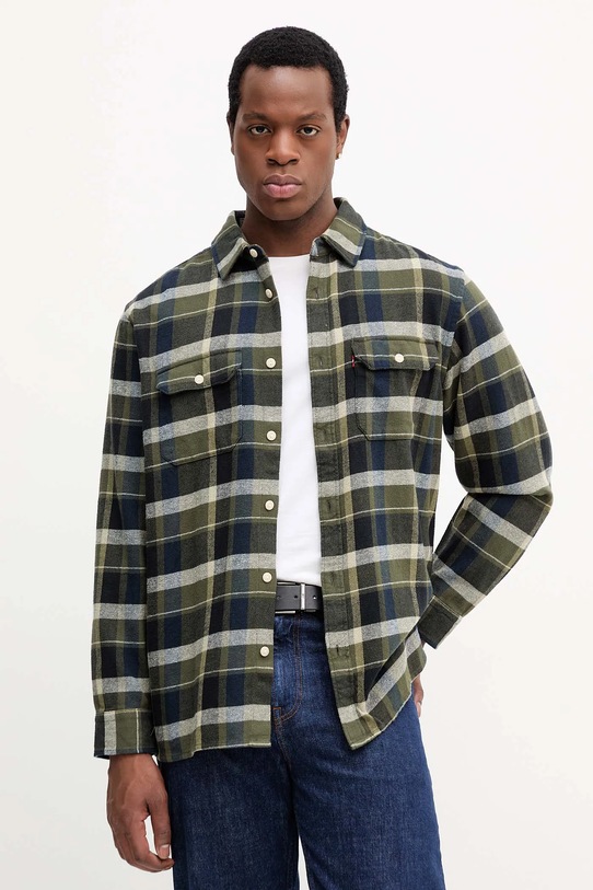 Bavlněná košile Levi's kárový zelená 19573.0288