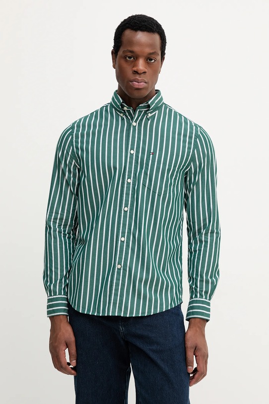 Tommy Hilfiger koszula bawełniana wzorzyste zielony MW0MW40456