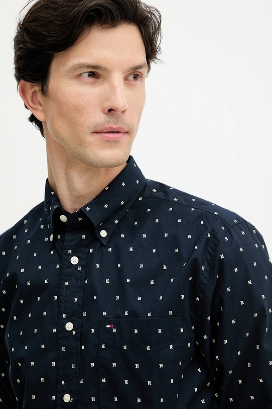 Bombažna srajca Tommy Hilfiger mornarsko modra MW0MW40462