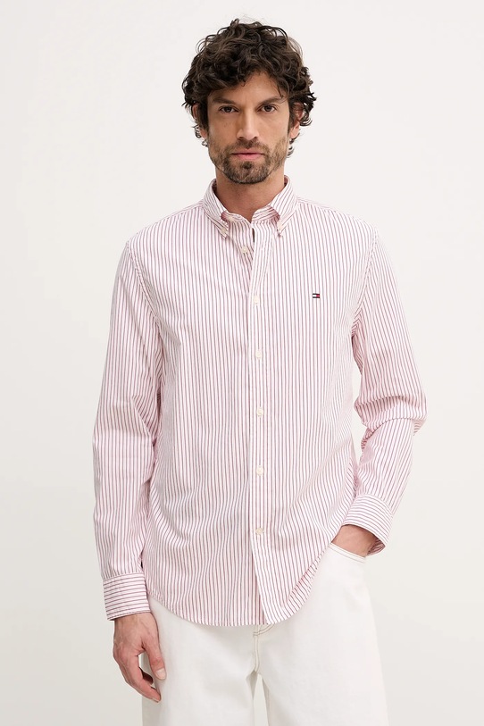 Βαμβακερό πουκάμισο Tommy Hilfiger με ένα κουμπί κόκκινο MW0MW41399