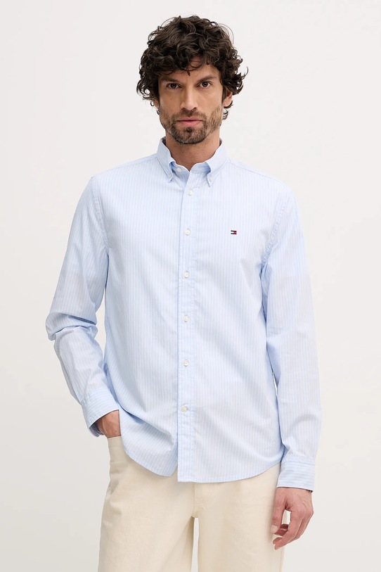 Βαμβακερό πουκάμισο Tommy Hilfiger με ένα κουμπί μπλε MW0MW41399