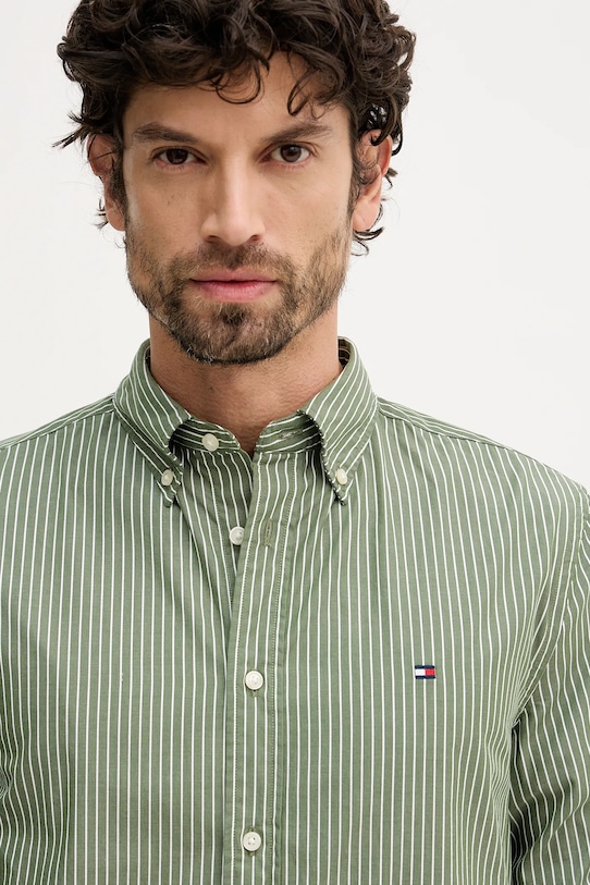 Bavlněná košile Tommy Hilfiger zelená MW0MW41399