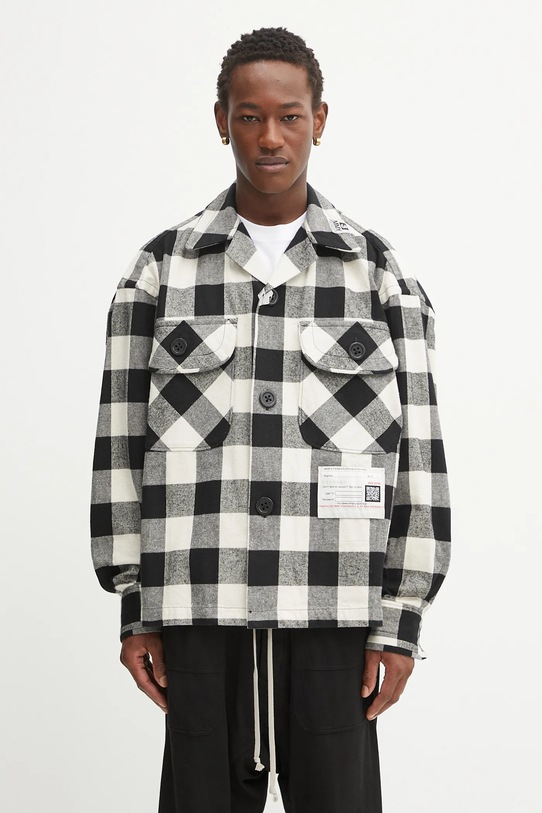 Maison MIHARA YASUHIRO koszula bawełniana Amateur Sewn wzorzyste biały A15SH086