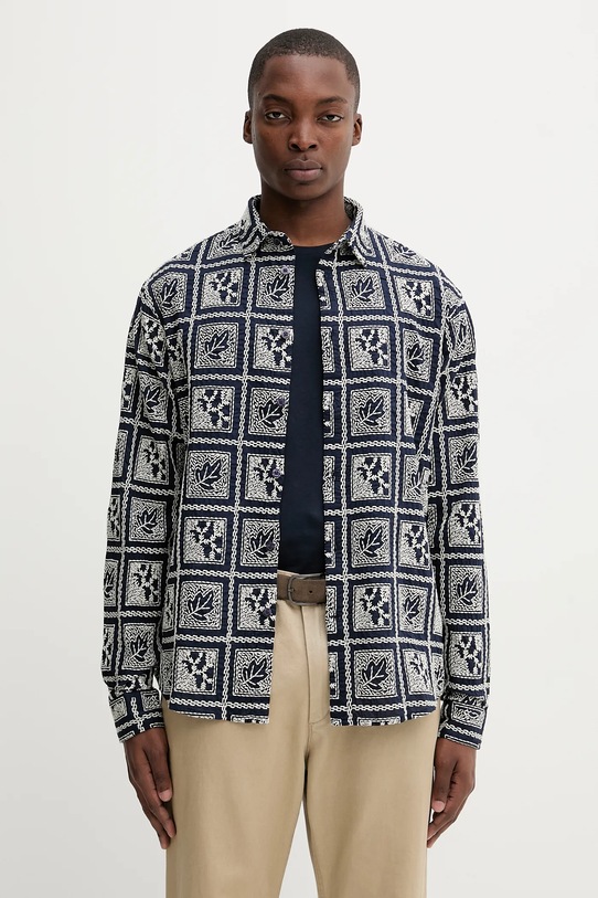 Desigual koszula bawełniana JACK wzorzyste granatowy 25WMCW25