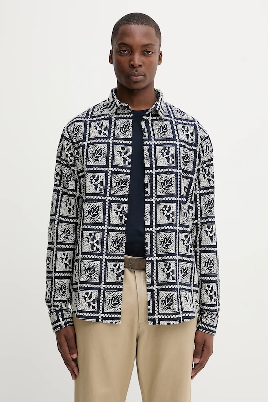 Βαμβακερό πουκάμισο Desigual JACK casual σκούρο μπλε 25WMCW25