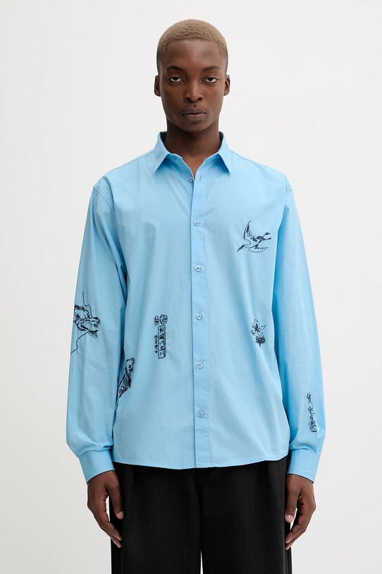 Desigual koszula bawełniana LUCCA wzorzyste niebieski 25WMCW32