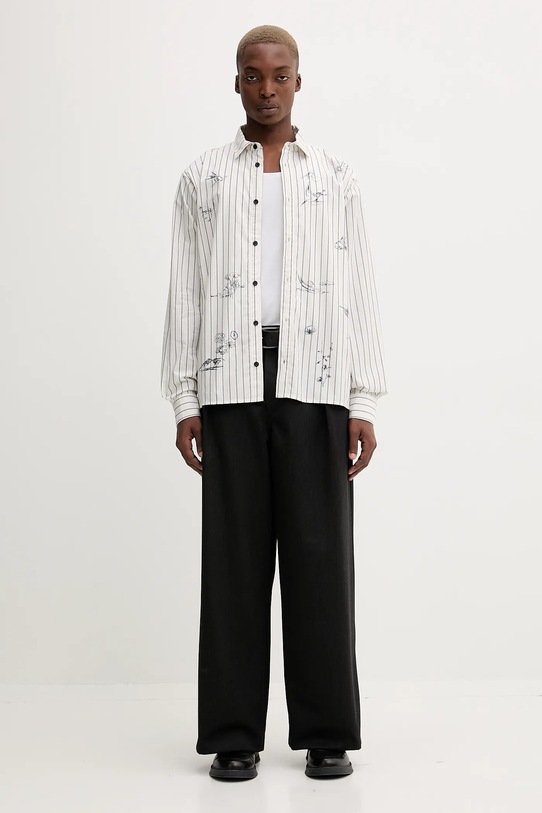 Desigual koszula bawełniana STRIPES PRINTED 25WMCW36 beżowy AW25