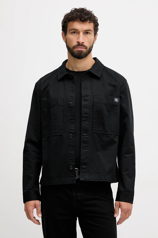 Bavlněná košile Calvin Klein Jeans dlouhý černá LV04RD110G