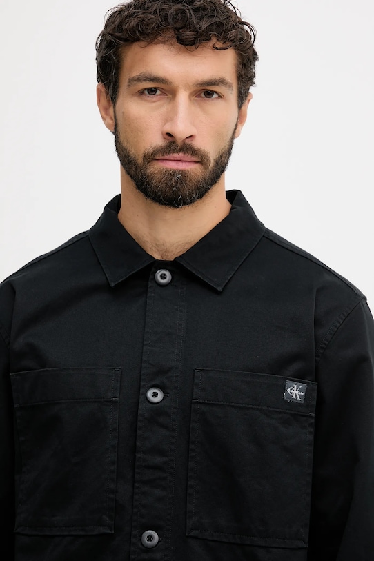 Bavlnená košeľa Calvin Klein Jeans čierna LV04RD110G