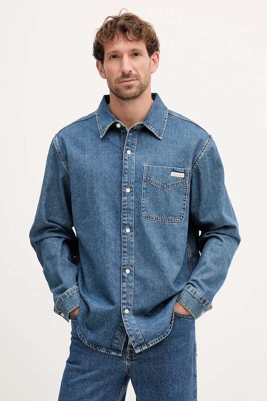 Calvin Klein Jeans koszula jeansowa bawełna niebieski LV04RD764G