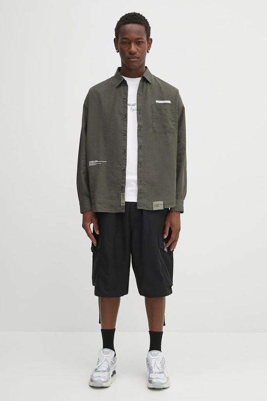 NEIGHBORHOOD koszula lniana over shirt 251BENH.SHM01 zielony