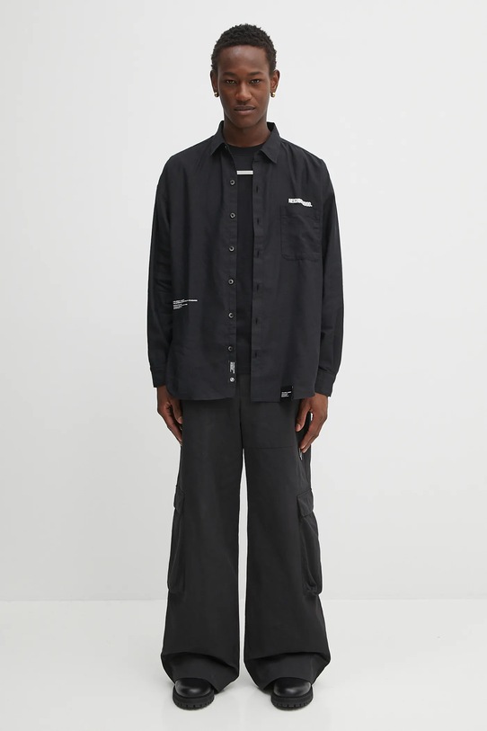 NEIGHBORHOOD koszula lniana over shirt 251BENH.SHM01 czarny