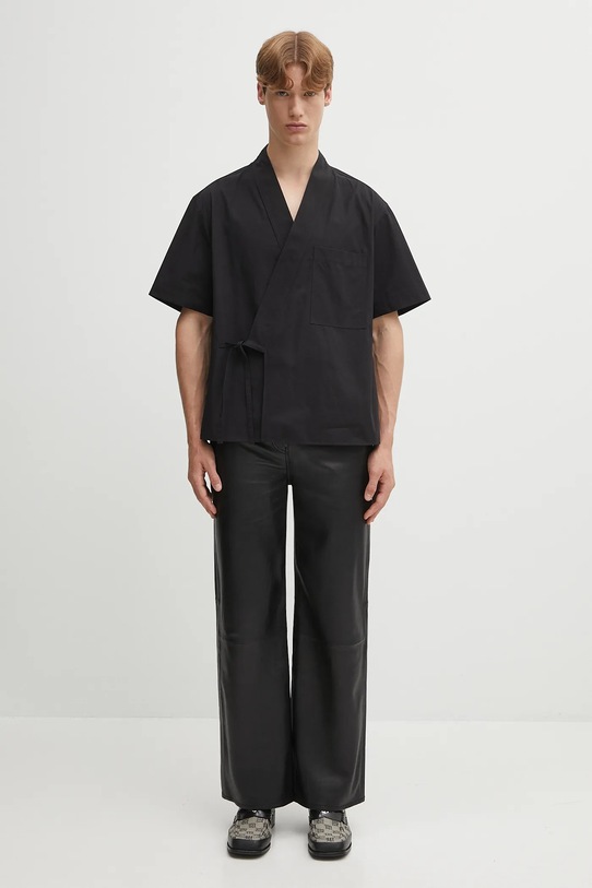 Kenzo cămașă din bumbac Kimono Short Sleeve FF65CH1269LP negru