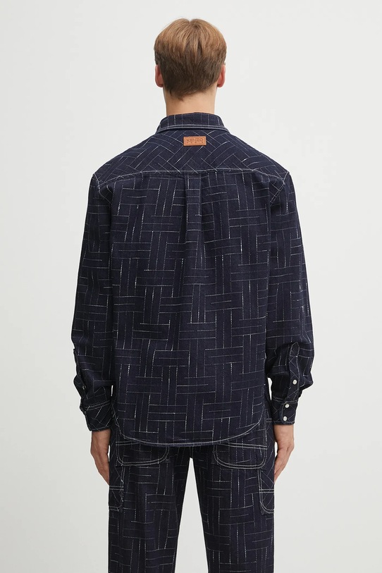 Odzież Kenzo koszula jeansowa Weave Casual FF65DC4226V1 granatowy
