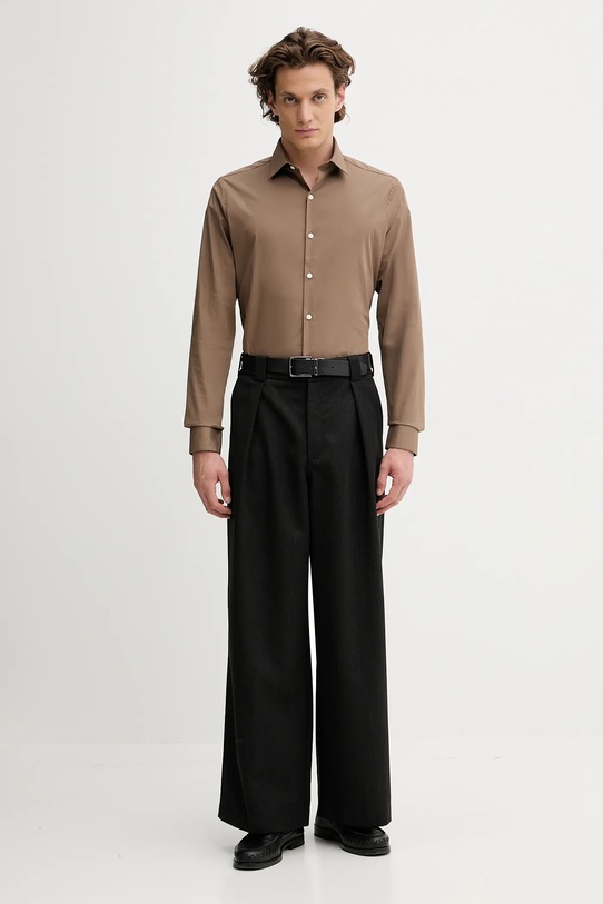Πουκάμισο Calvin Klein LV019EU037 καφέ AW25