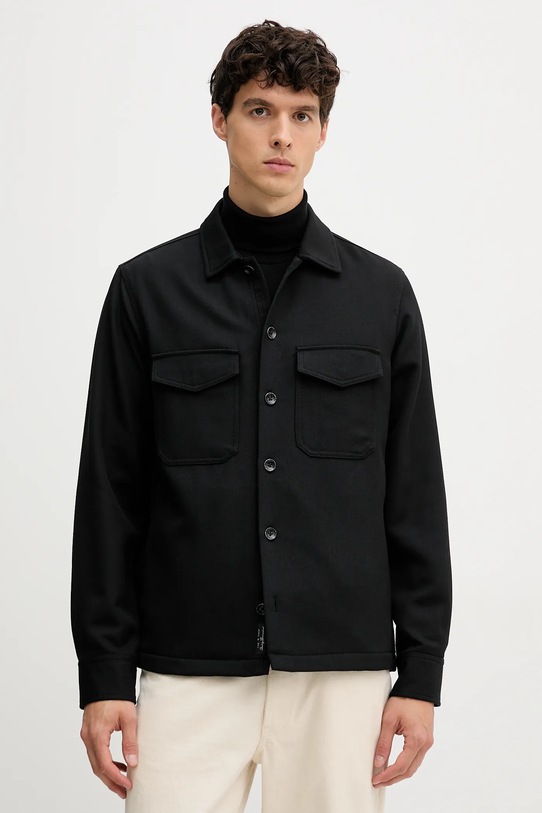 Rag & Bone kurtka koszulowa z dodatkiem wełny bez kaptura czarny RV9525FSMWO
