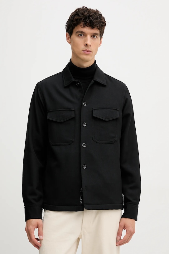 Rag & Bone kurtka koszulowa z dodatkiem wełny bez kaptura czarny RV9525FSMWO