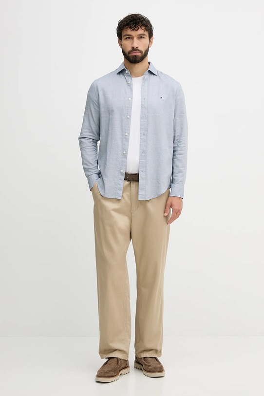 Βαμβακερό πουκάμισο Tommy Hilfiger MW0MW40461 σκούρο μπλε AW25