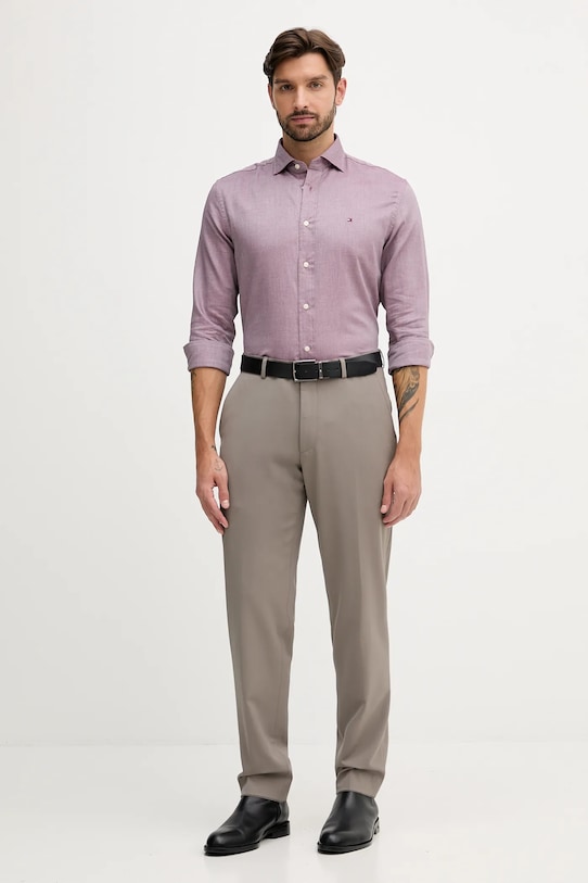 Bavlnená košeľa Tommy Hilfiger MW0MW40461 burgundské AW25