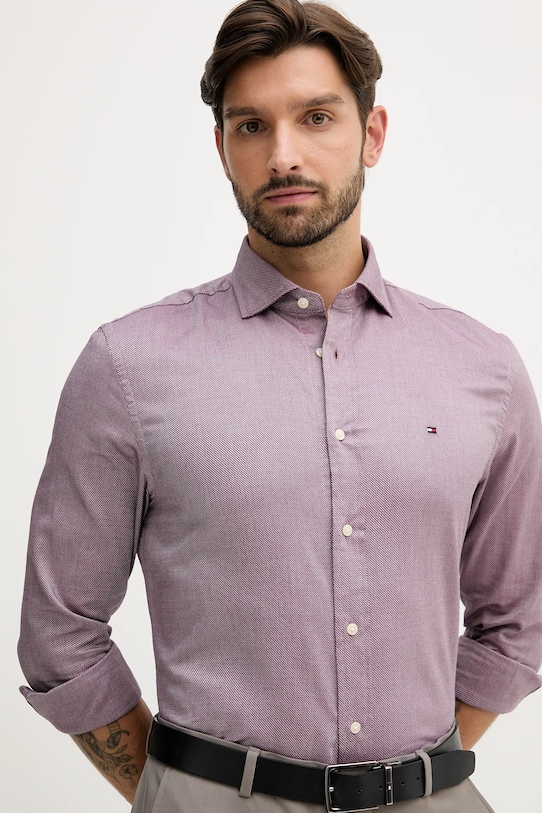 Bavlnená košeľa Tommy Hilfiger burgundské MW0MW40461