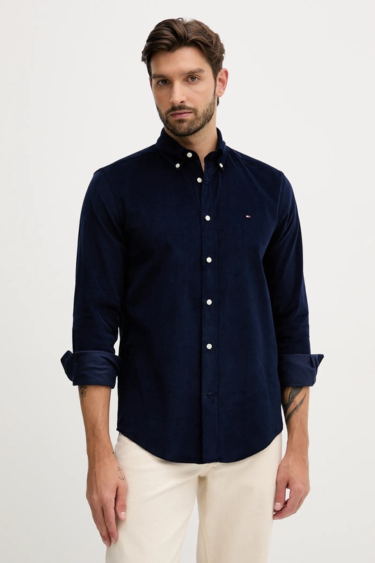 Tommy Hilfiger camicia in velluto a coste semplice blu navy MW0MW40486