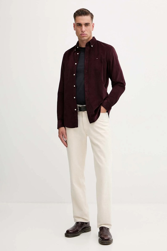 Tommy Hilfiger koszula sztruksowa MW0MW40486 bordowy AW25