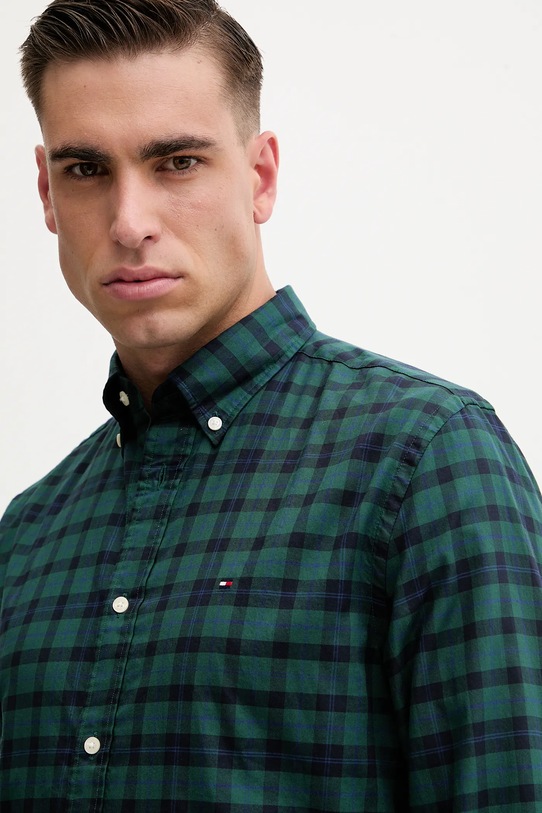 Bavlnená košeľa Tommy Hilfiger zelená MW0MW41493