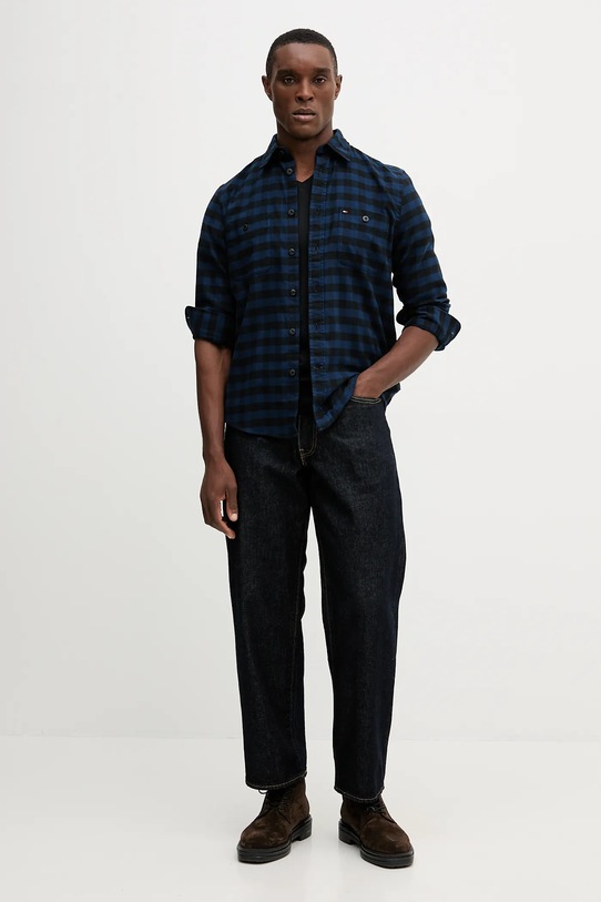 Βαμβακερό πουκάμισο Tommy Hilfiger MW0MW41496 σκούρο μπλε AW25