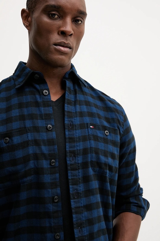 Βαμβακερό πουκάμισο Tommy Hilfiger σκούρο μπλε MW0MW41496