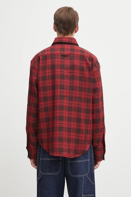 Clothing VETEMENTS wool shirt Plaid Embroidered UH76SH900BR red