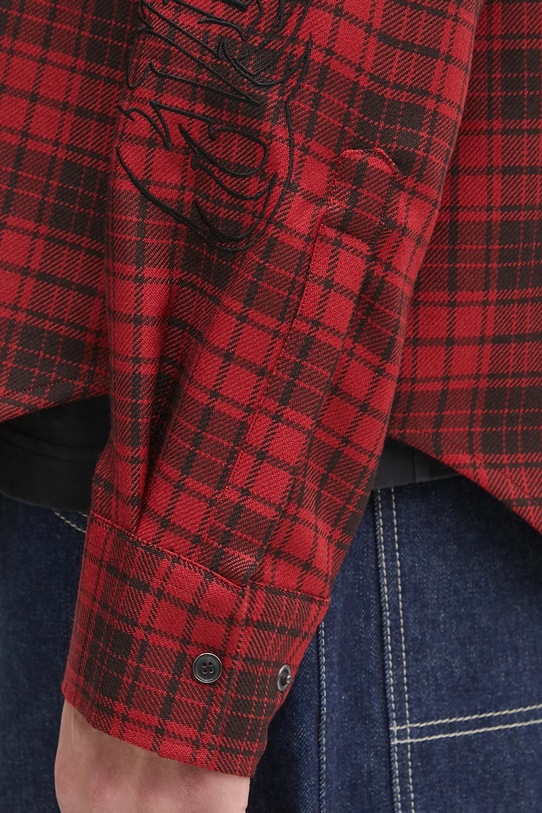 VETEMENTS koszula wełniana Plaid Embroidered UH76SH900BR czerwony