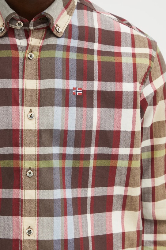 Βαμβακερό πουκάμισο Napapijri G-Trekking 3 καφέ NP0A88TLCBX1