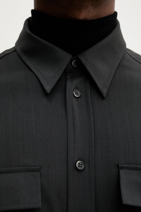 BARENA VENEZIA koszula wełniana Camicia Den CAU5267.478 czarny